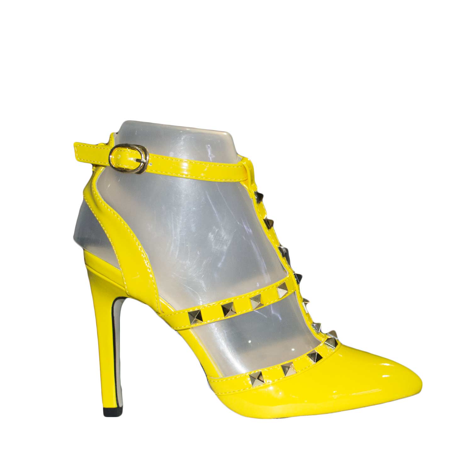 scarpe donna sandalo decollete gialla borchie donna glamour moda 